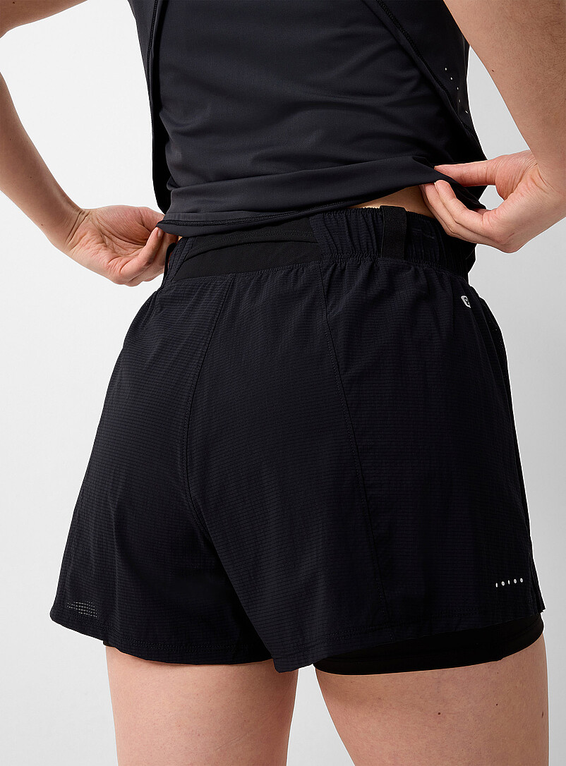 I.FIV5: Le short fluide ripstop extensible Cuissard int&eacute;gr&eacute; | Longueur 3 po Noir pour femme